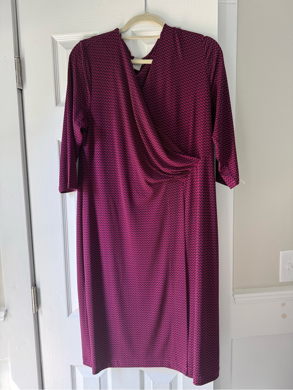 Chico's 2 Size Large Wine/Black Wrap dress EC2